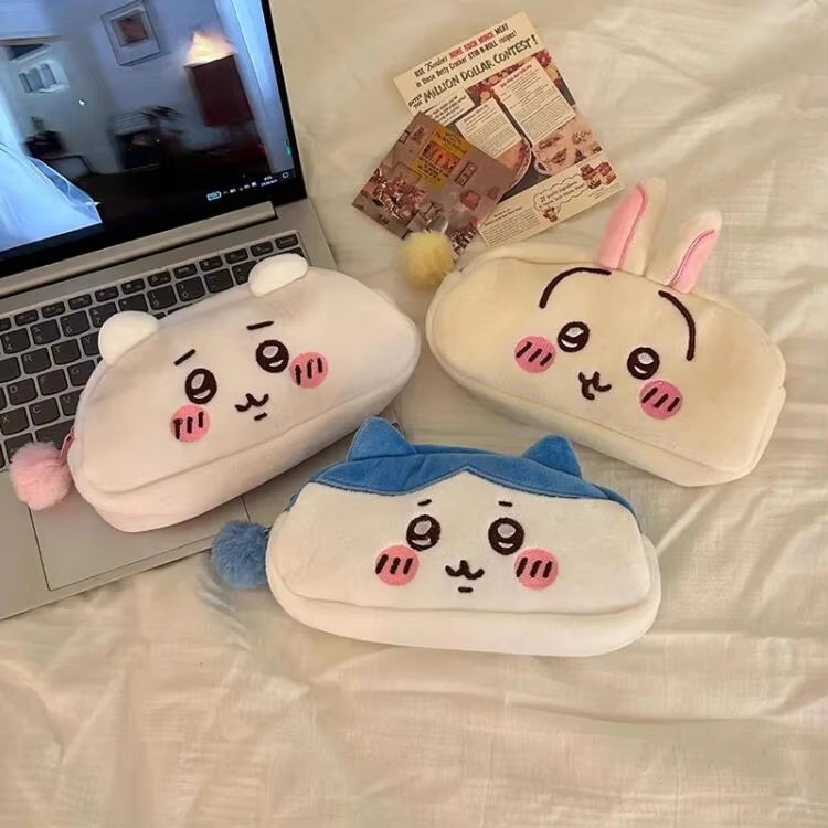 Kawaii Plush Pencil Case Ins Japanese Cute Anime Stationery Bag with Large Capacity for Students and Children's Birthday Gifts