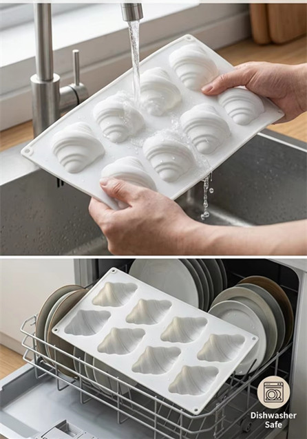 8-Cavity Silicone Baking Mold for Mousse Cake Croissant Chocolate Dessert Pudding Bread DIY Creative Candle Mold