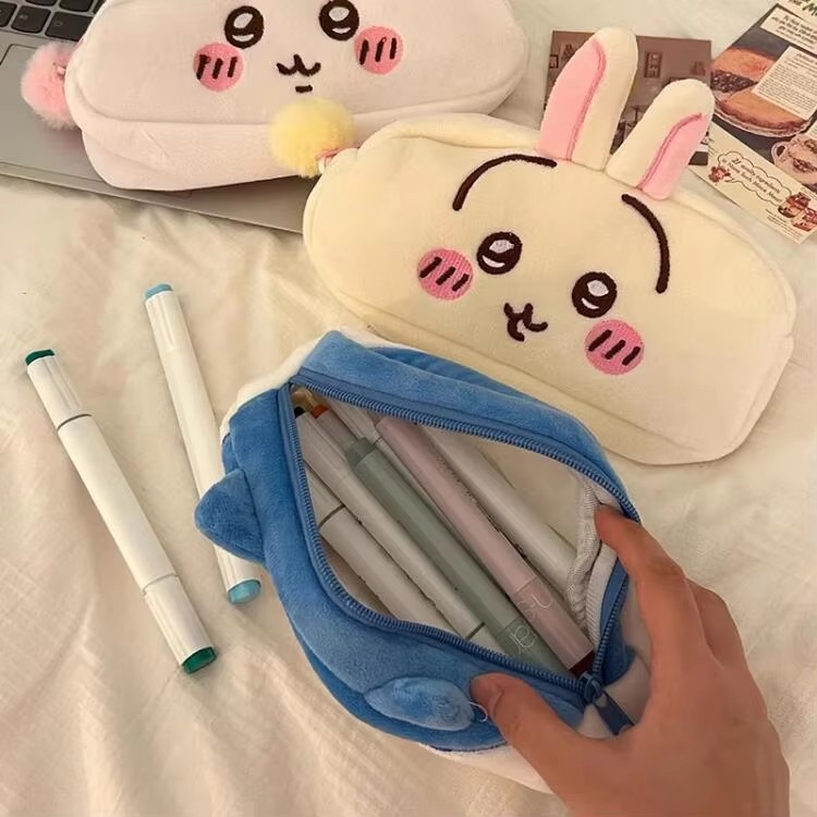 Kawaii Plush Pencil Case Ins Japanese Cute Anime Stationery Bag with Large Capacity for Students and Children's Birthday Gifts