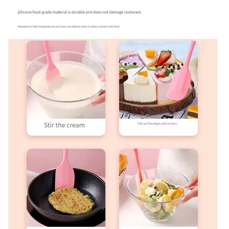5Pcs Heat-Resistant Cooking Utensils Set Non-Stick Silicone Spatula Whisk Oil Brush Turner Cream Scraper Baking Set Kitchen Tool