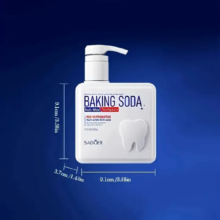 300g Deep Clean & Whitening Probiotic Toothpaste - Baking Soda Pump Dispenser for Personal Care