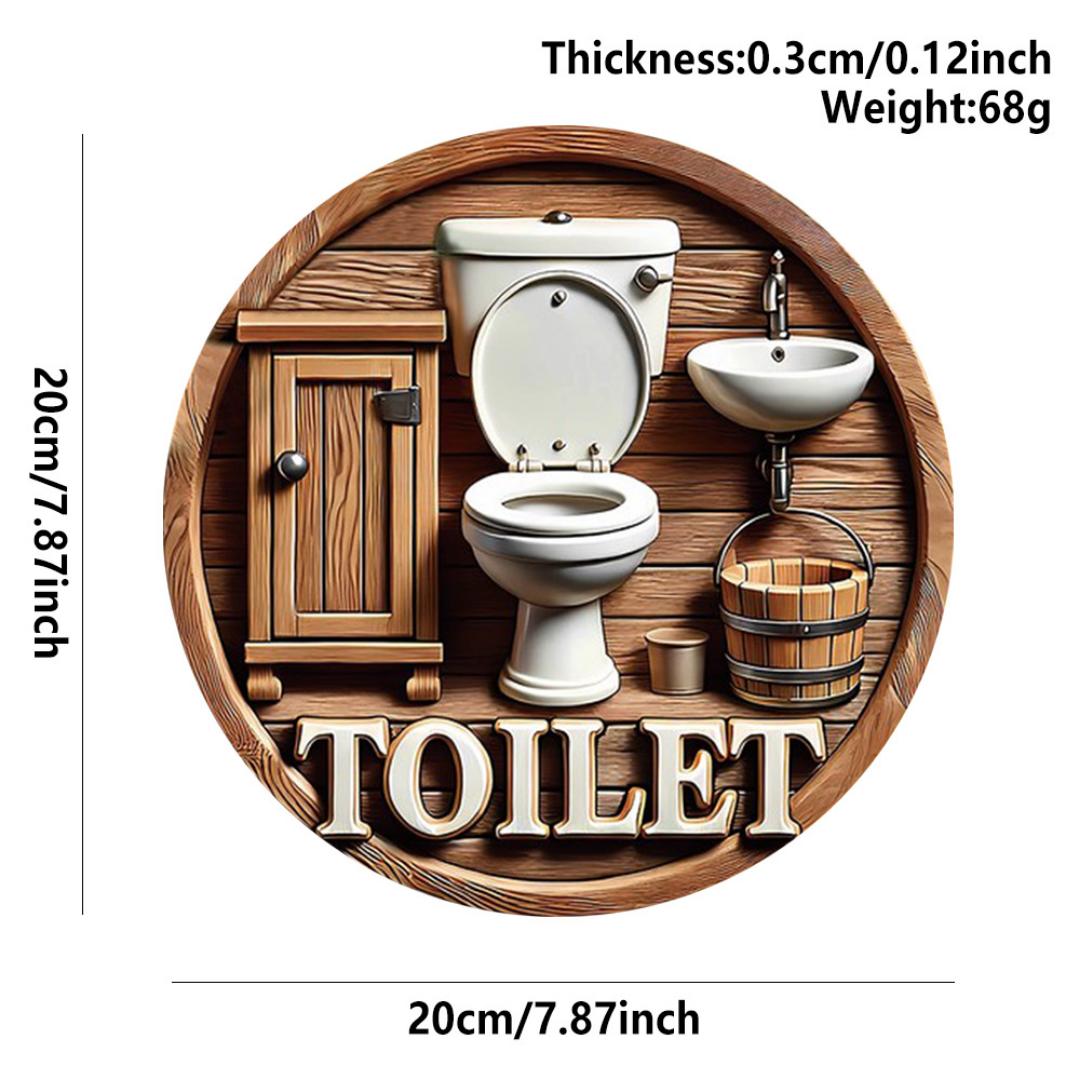 2D ROUND HOME DECOR VINTAGE HOME SIGN. This vintage round metal sign brings cheeky farmhouse charm to any space with its cream background, navy blue embossed text, and distressed rusty edges. It reads