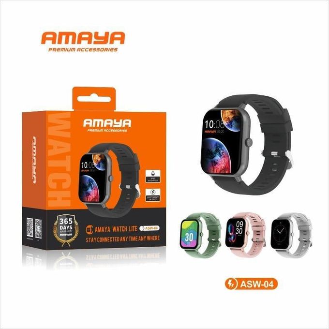 AMAYA WATCH LITE ASW-04 , 1.83" LCD DISPLAY, IP67 WATER AND DUST PROOF, 240mAh BATTERY CAPACITY, WITH SPORTS MODES, HEART RATE MONITOR, BLOOD OXYGEN MONITOR , BLUETOOTH CALLING AND SLEEP TRACKING.