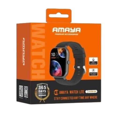 AMAYA WATCH LITE ASW-04 , 1.83" LCD DISPLAY, IP67 WATER AND DUST PROOF, 240mAh BATTERY CAPACITY, WITH SPORTS MODES, HEART RATE MONITOR, BLOOD OXYGEN MONITOR , BLUETOOTH CALLING AND SLEEP TRACKING.