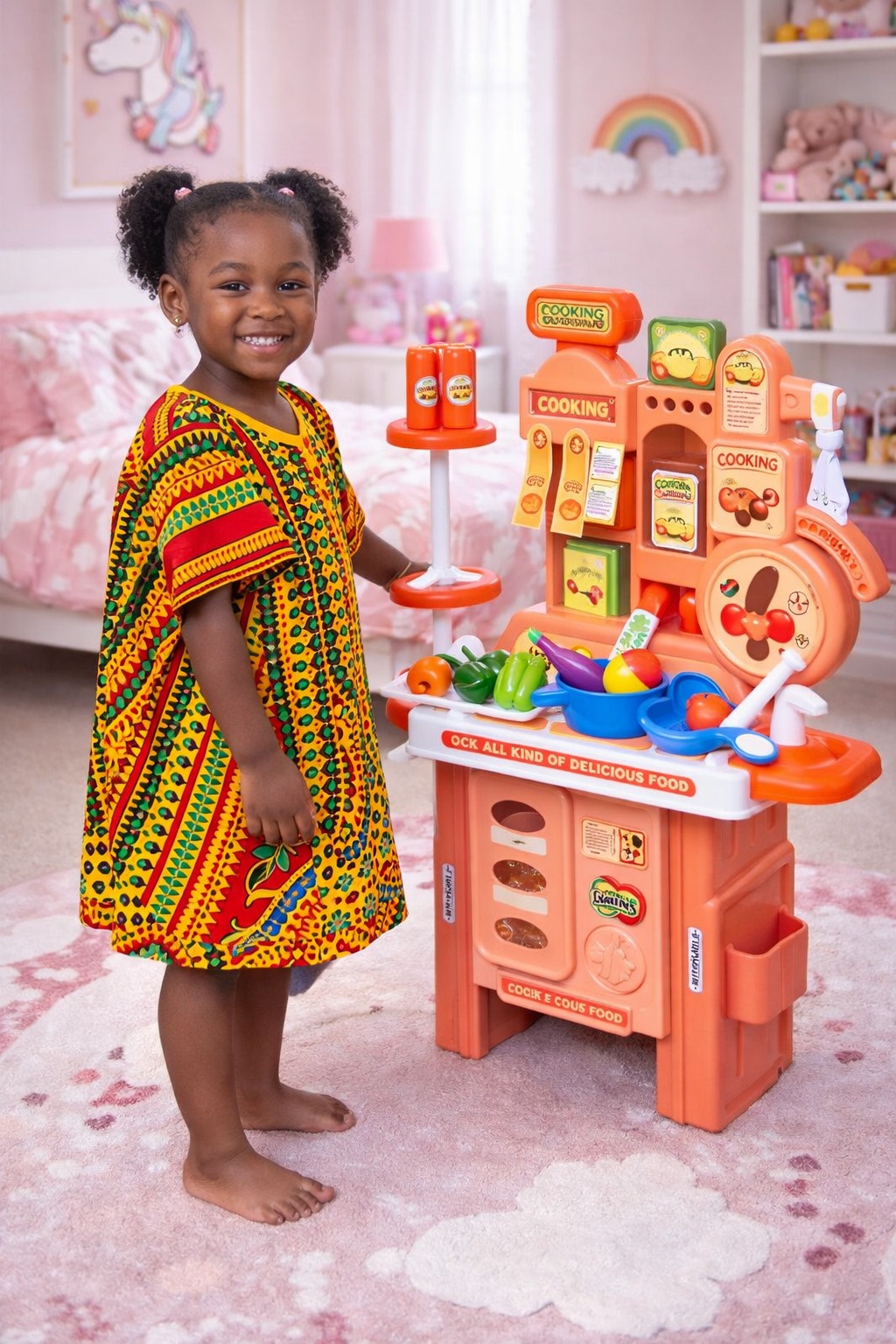 56PCS Kids Kitchen Set Pretend Play Cooking Toy with Kitchen Accessories