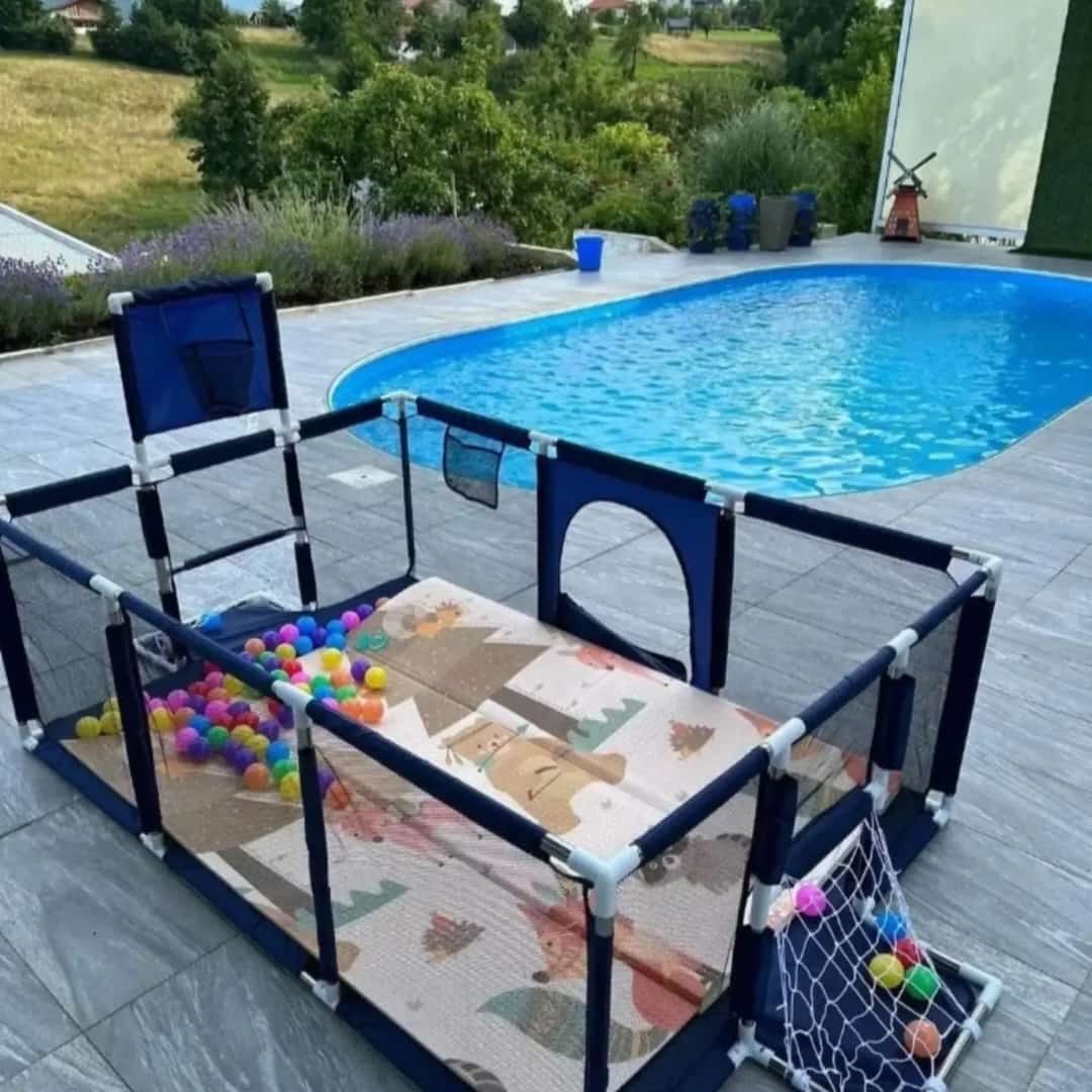 Indoor Baby Playpen Fence with 30 Soft Balls Kids Ball Pit Play Area