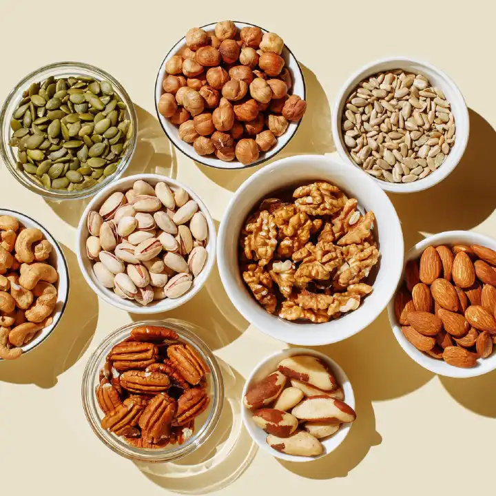 Mixed nuts are a versatile snack that typically combines variety in flavor, texture, and nutrition. Most commercial blends include a mix of peanuts, almonds, cashews, walnuts, and brazil nuts.