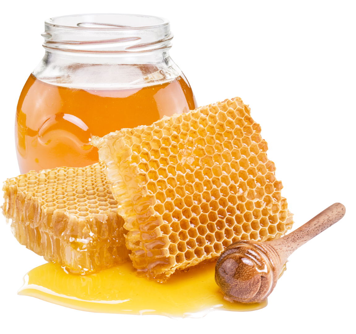 Honey is a sweet, viscous food substance made by honey bees from the nectar of flowers or plant secretions. It is primarily composed of sugars like fructose and glucose, with low water content .