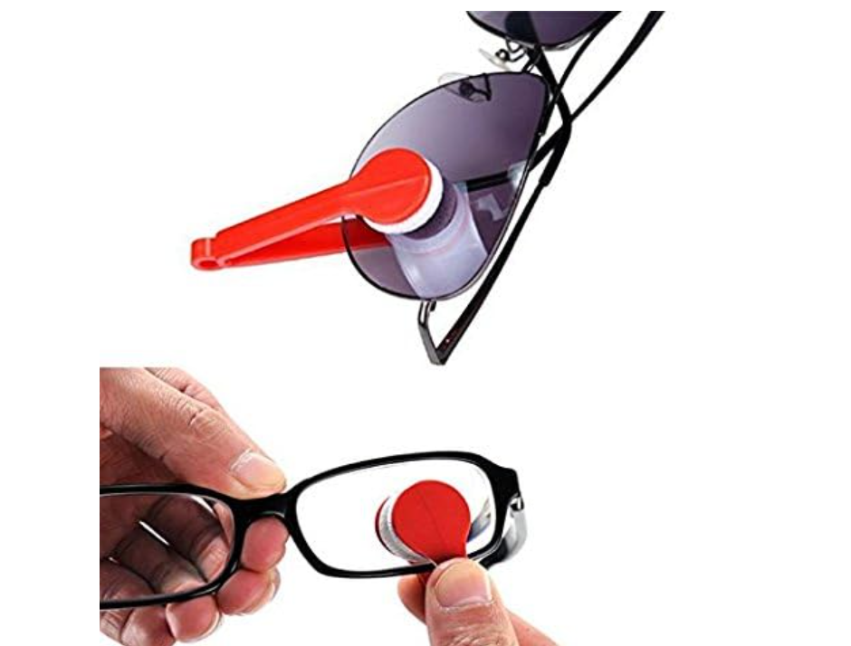 Eyeglass Cleaner Brush - Microfiber Lens Wipe for All Eyewear - Multicolour - 0.1 kg It features a compact, tweezer-like plastic handle with dual round microfiber pads designed to clamp down and clean