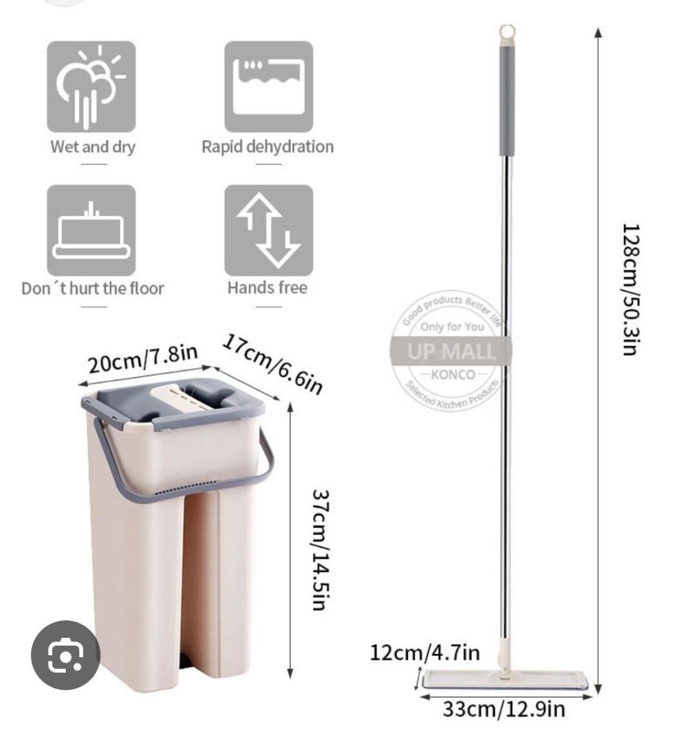 Premium Microfiber Flat Mop & Dual-Compartment Bucket Cleaning System