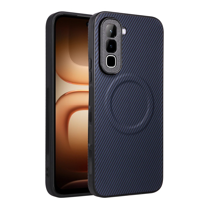 Infinix Hot 70 60 Pro 60i 50 50 Pro Plus 40i Magnetic Phone Case, Carbon Fiber Leather Texture Shockproof Drop-Proof Protective Cover