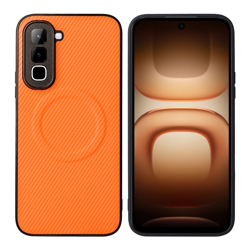Infinix Hot 70 60 Pro 60i 50 50 Pro Plus 40i Magnetic Phone Case, Carbon Fiber Leather Texture Shockproof Drop-Proof Protective Cover