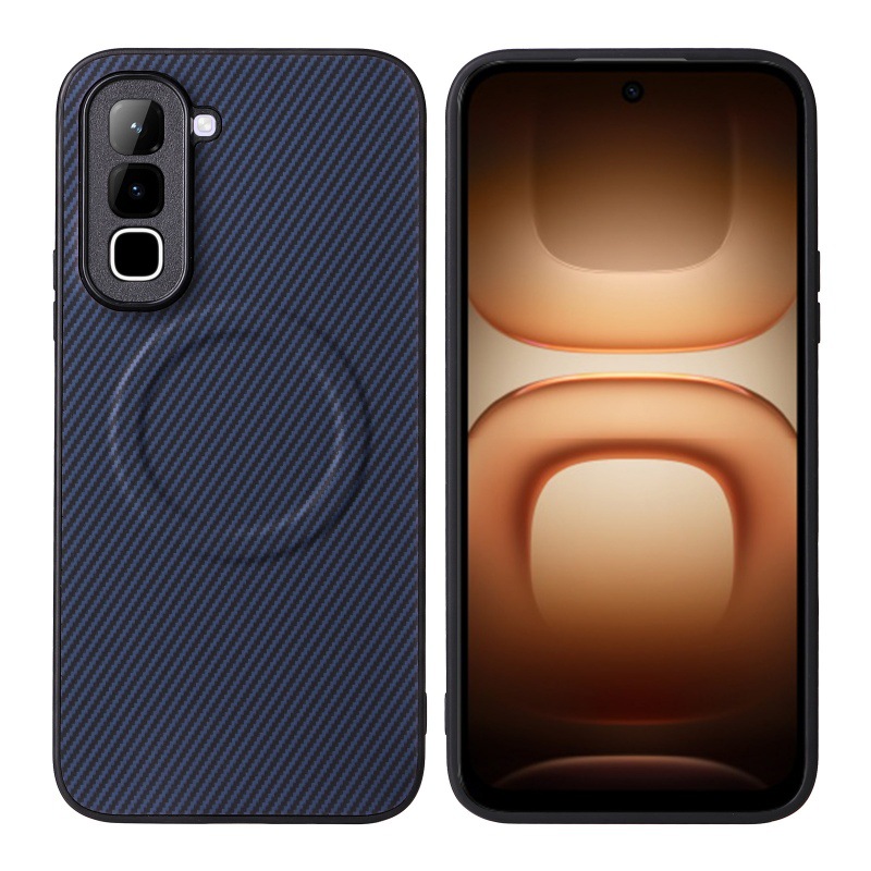 Infinix Hot 70 60 Pro 60i 50 50 Pro Plus 40i Magnetic Phone Case, Carbon Fiber Leather Texture Shockproof Drop-Proof Protective Cover