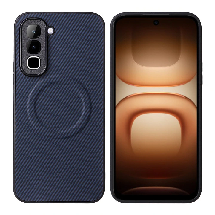 Infinix Hot 70 60 Pro 60i 50 50 Pro Plus 40i Magnetic Phone Case, Carbon Fiber Leather Texture Shockproof Drop-Proof Protective Cover