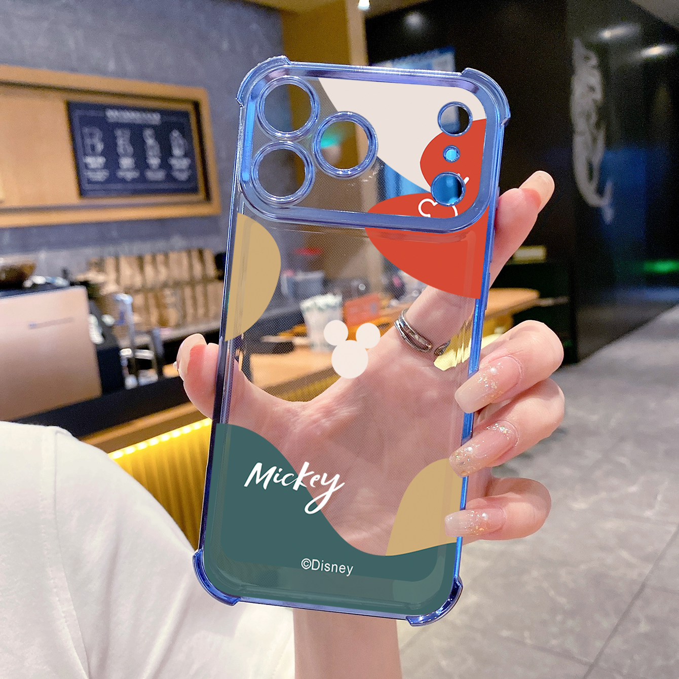 for iPhone 17 Pro Max 16 15 14 Plus Plating Phone Case Shockproof Cover Morandi Couple Mickey Minnie