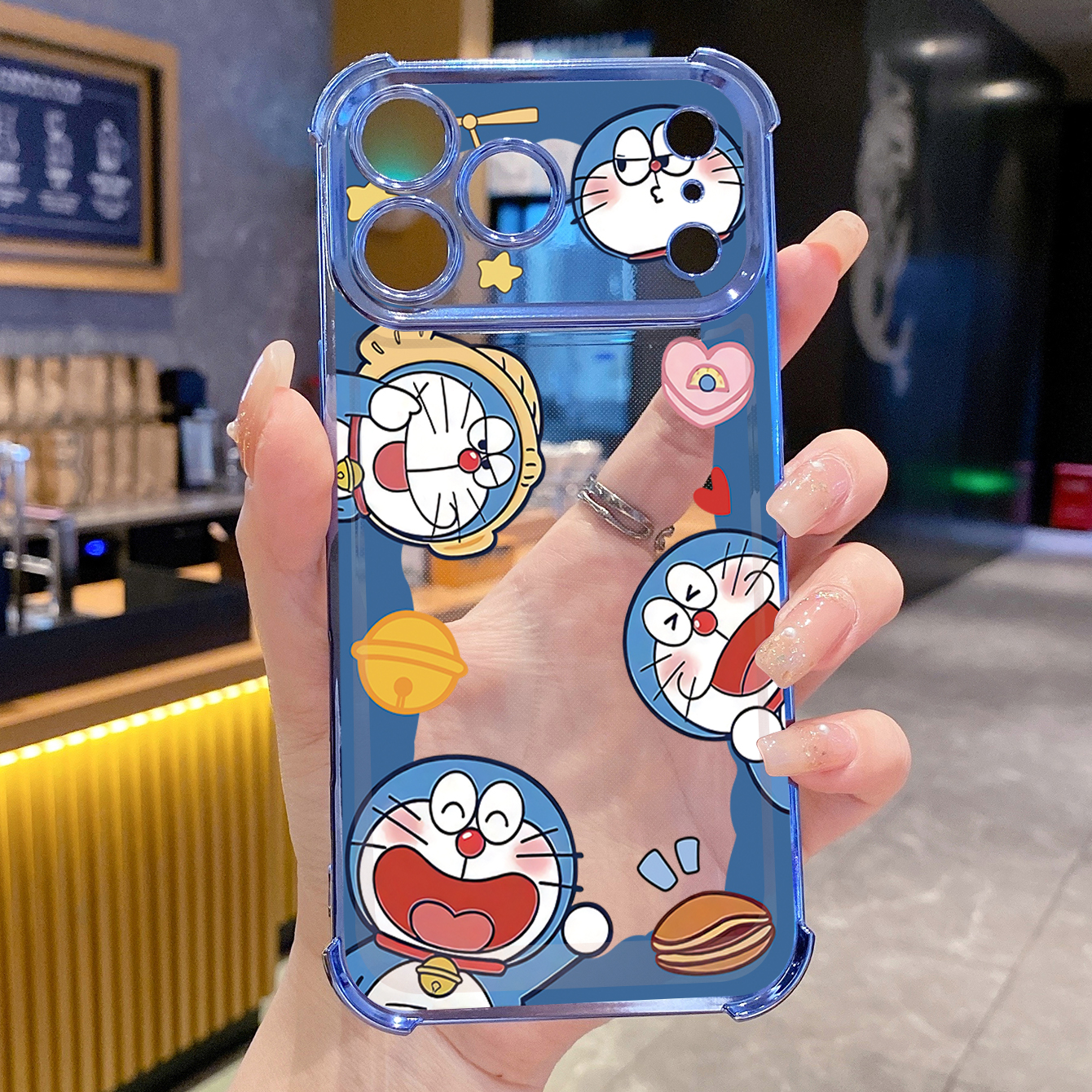 for iPhone 17 Pro Max 16 15 14 Plus Plating Phone Case Shockproof Cover Smile Doraemon Lotso