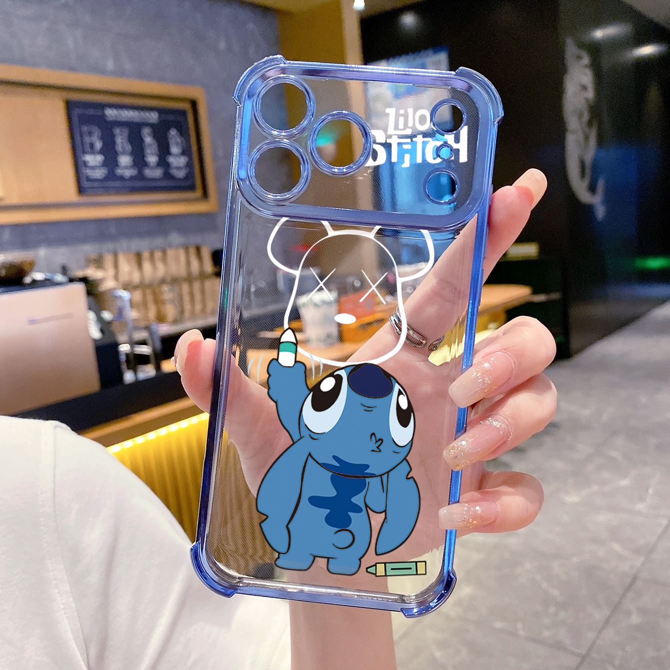 for iPhone 17 Pro Max 16 15 14 Plus Plating Phone Case Shockproof Cover Stitch Drawing Bear
