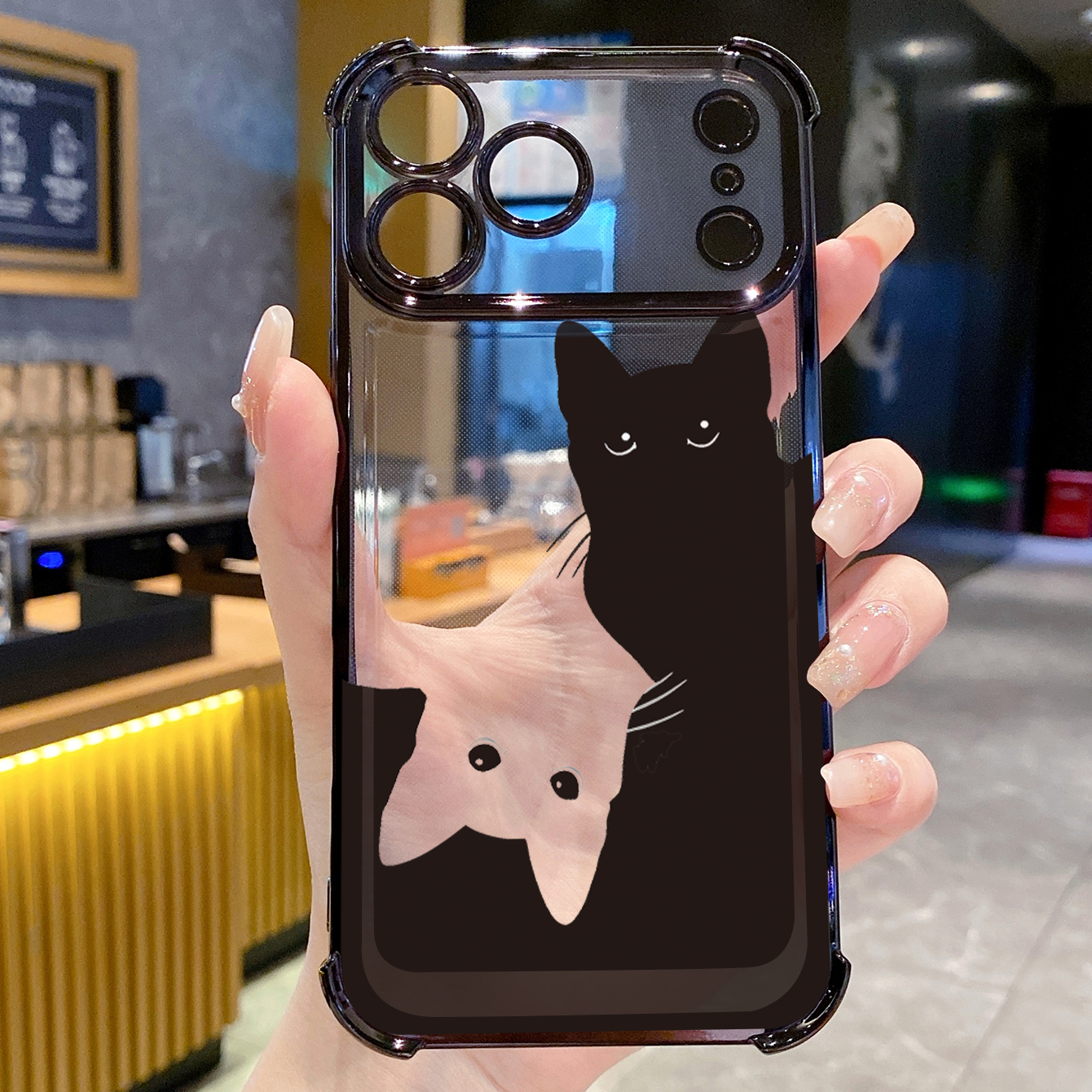 for iPhone 17 Pro Max 16 15 14 Plus Plating Phone Case Shockproof Cover Cats