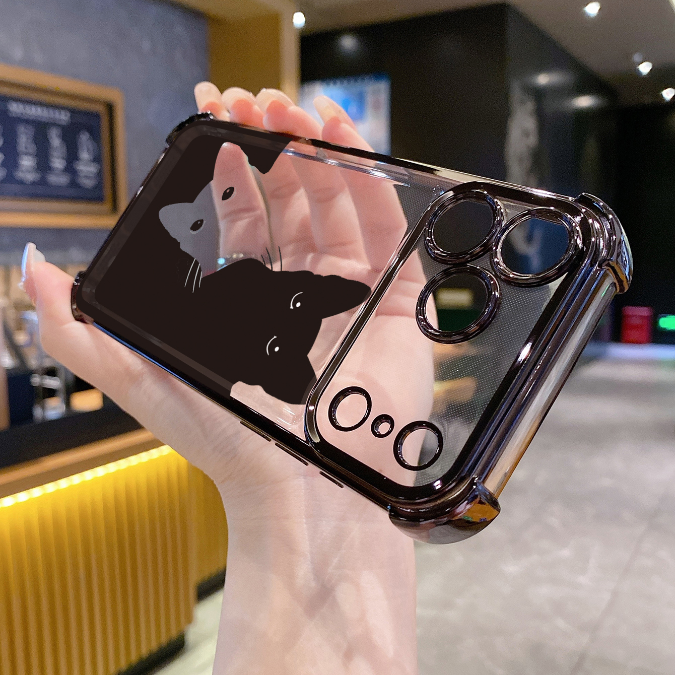 for iPhone 17 Pro Max 16 15 14 Plus Plating Phone Case Shockproof Cover Cats