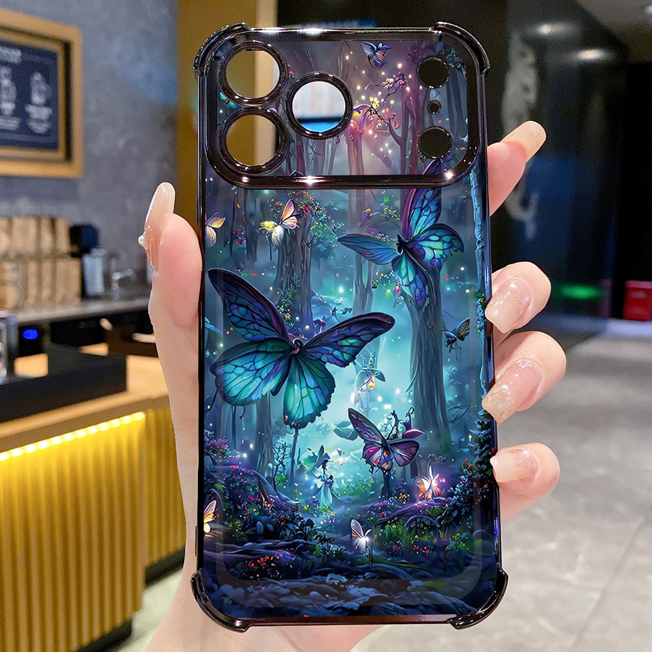 for iPhone 17 Pro Max 16 15 14 Plus Plating Phone Case Shockproof Cover Butterfly Flower