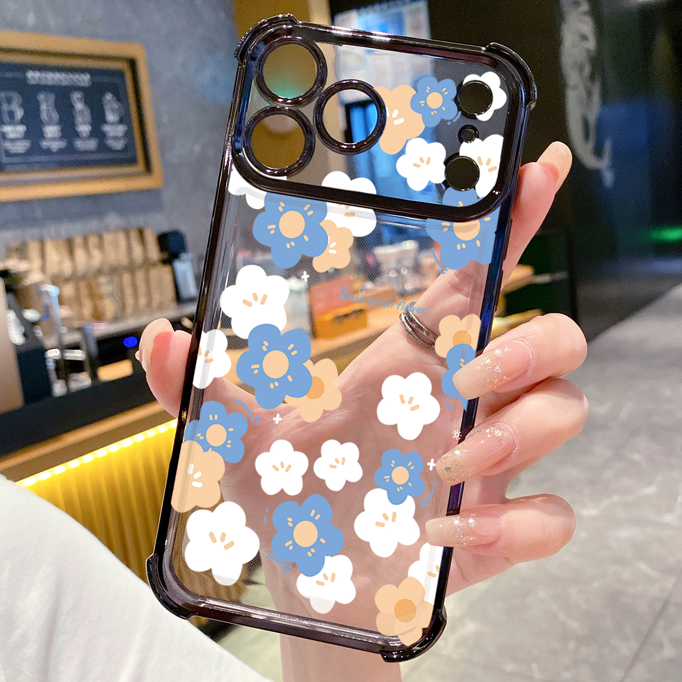 for iPhone 17 Pro Max 16 15 14 Plus Plating Phone Case Shockproof Cover Women Flower