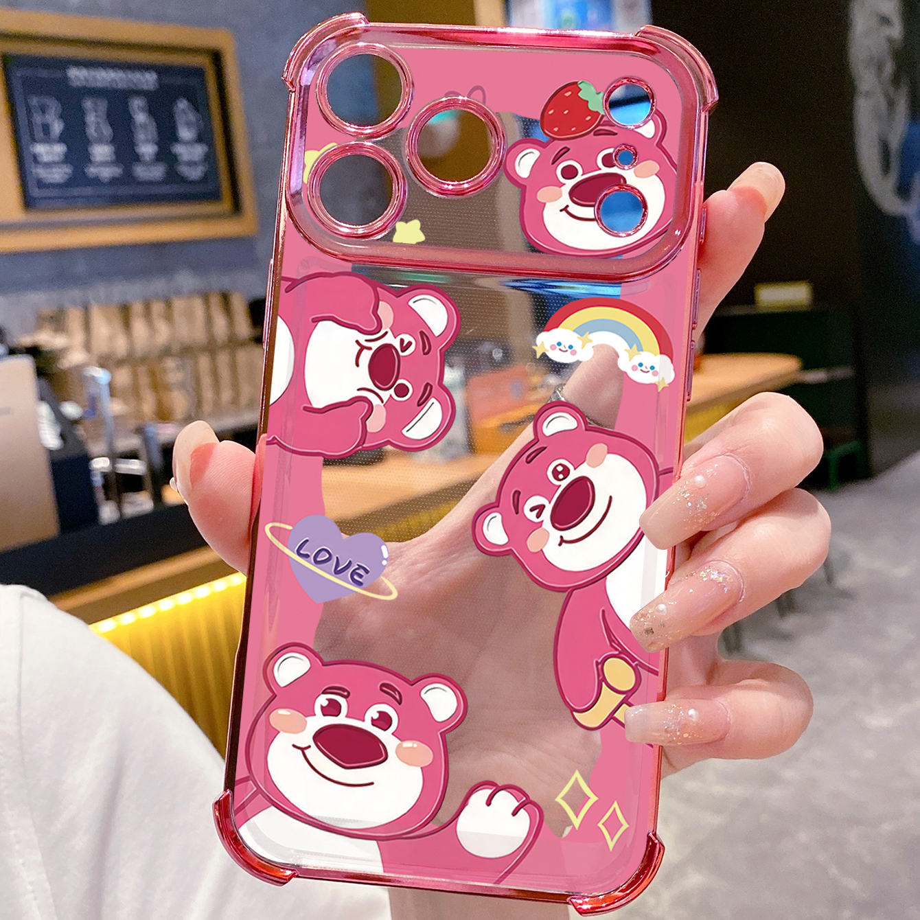 for iPhone 17 Pro Max 16 15 14 Plus Plating Phone Case Shockproof Cover Smile Doraemon Lotso