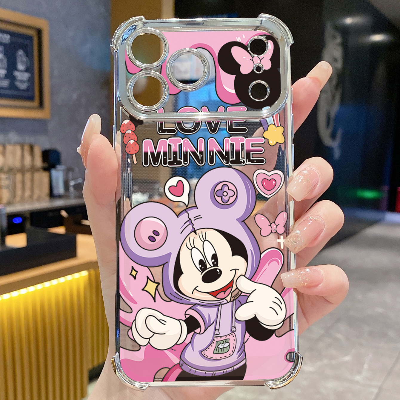 for iPhone 17 Pro Max 16 15 14 Plus Plating Phone Case Shockproof Cover Lovely Mickey Minnie