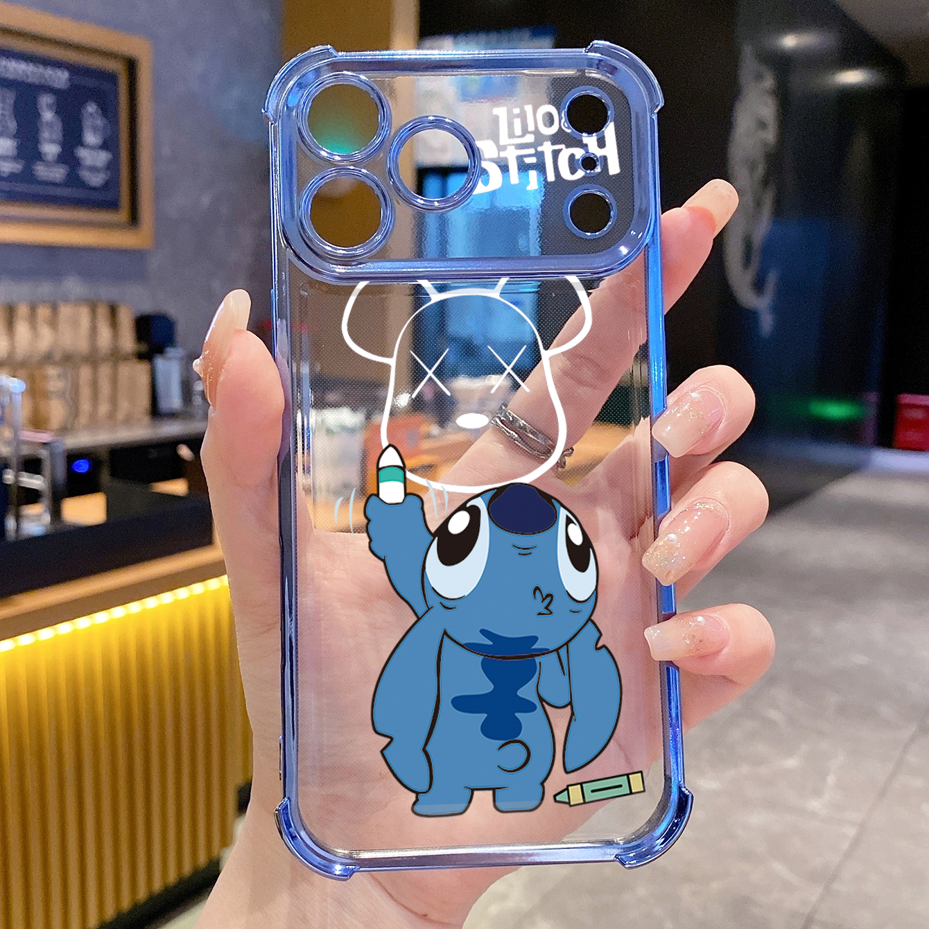 for iPhone 17 Pro Max 16 15 14 Plus Plating Phone Case Shockproof Cover Stitch Drawing Bear