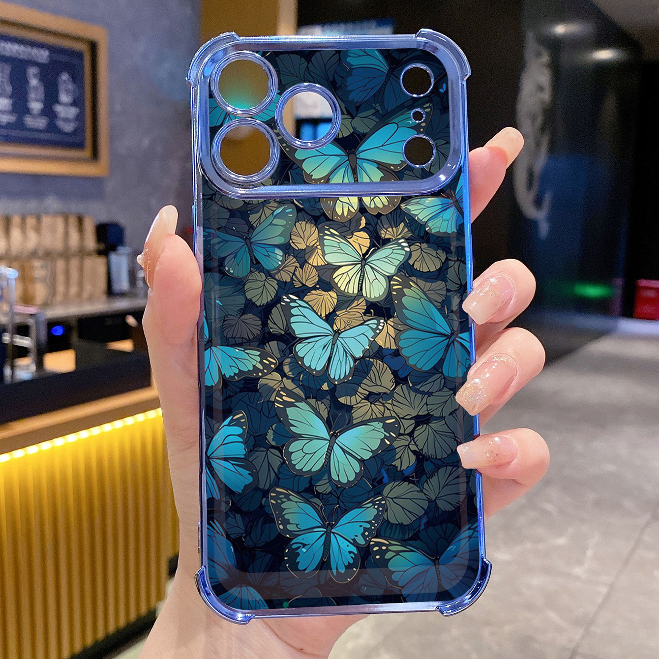 for iPhone 17 Pro Max 16 15 14 Plus Plating Phone Case Shockproof Cover Flower Butterfly