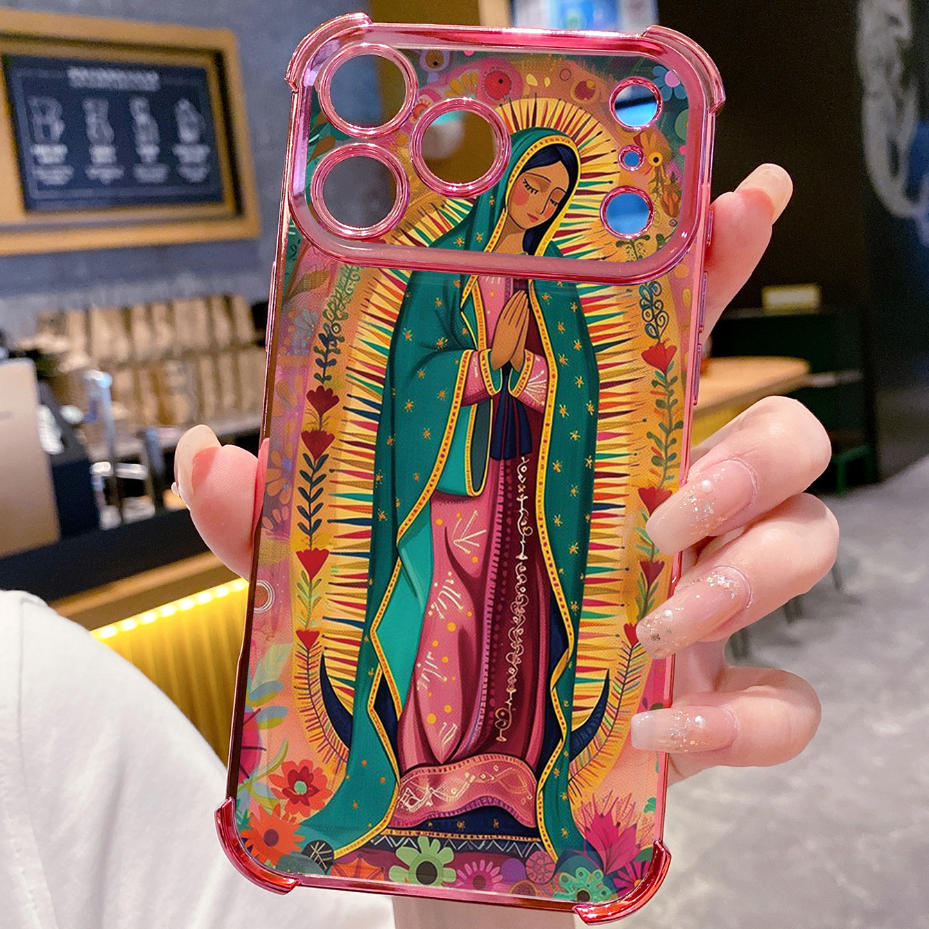 for iPhone 17 Pro Max 16 15 14 Plus Plating Phone Case Shockproof Cover Pray Girl