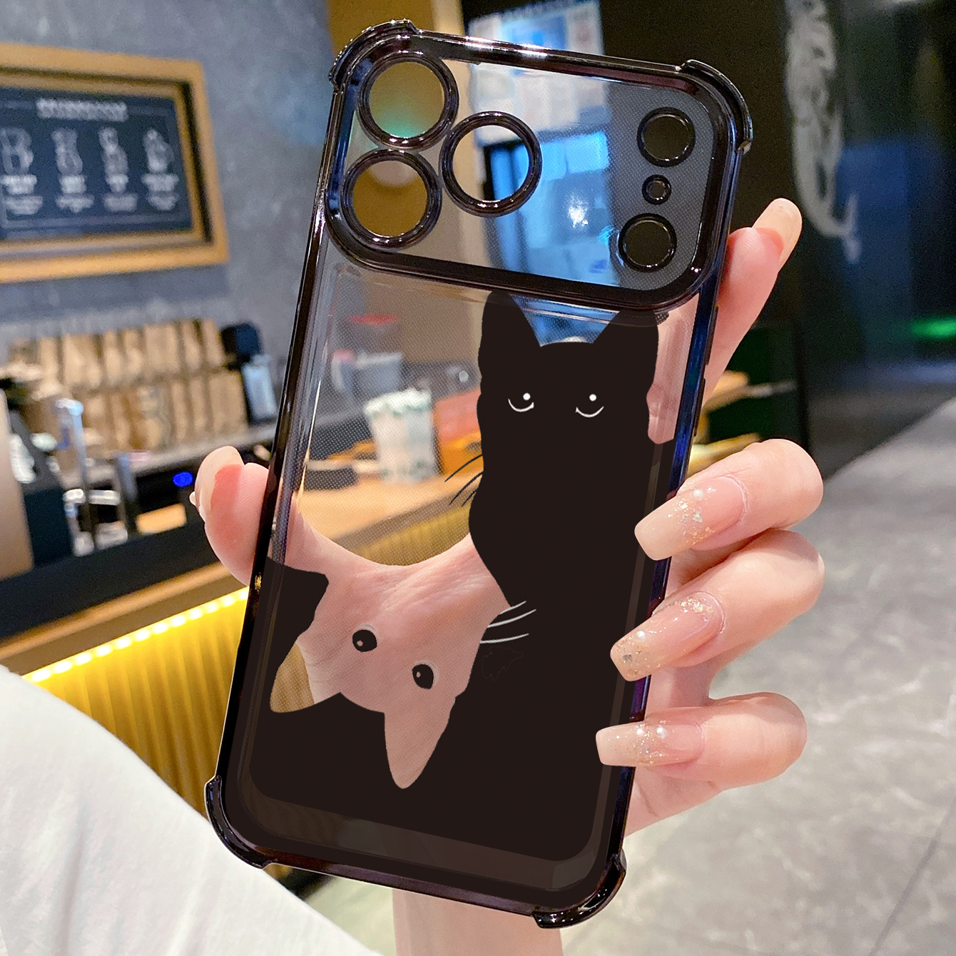 for iPhone 17 Pro Max 16 15 14 Plus Plating Phone Case Shockproof Cover Cats