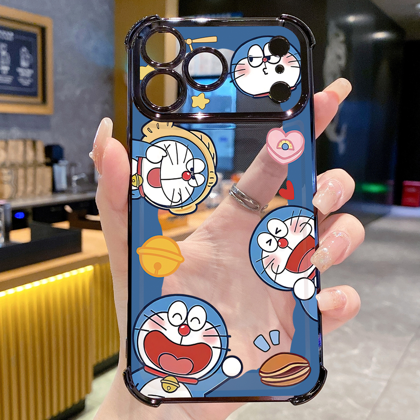 for iPhone 17 Pro Max 16 15 14 Plus Plating Phone Case Shockproof Cover Smile Doraemon Lotso