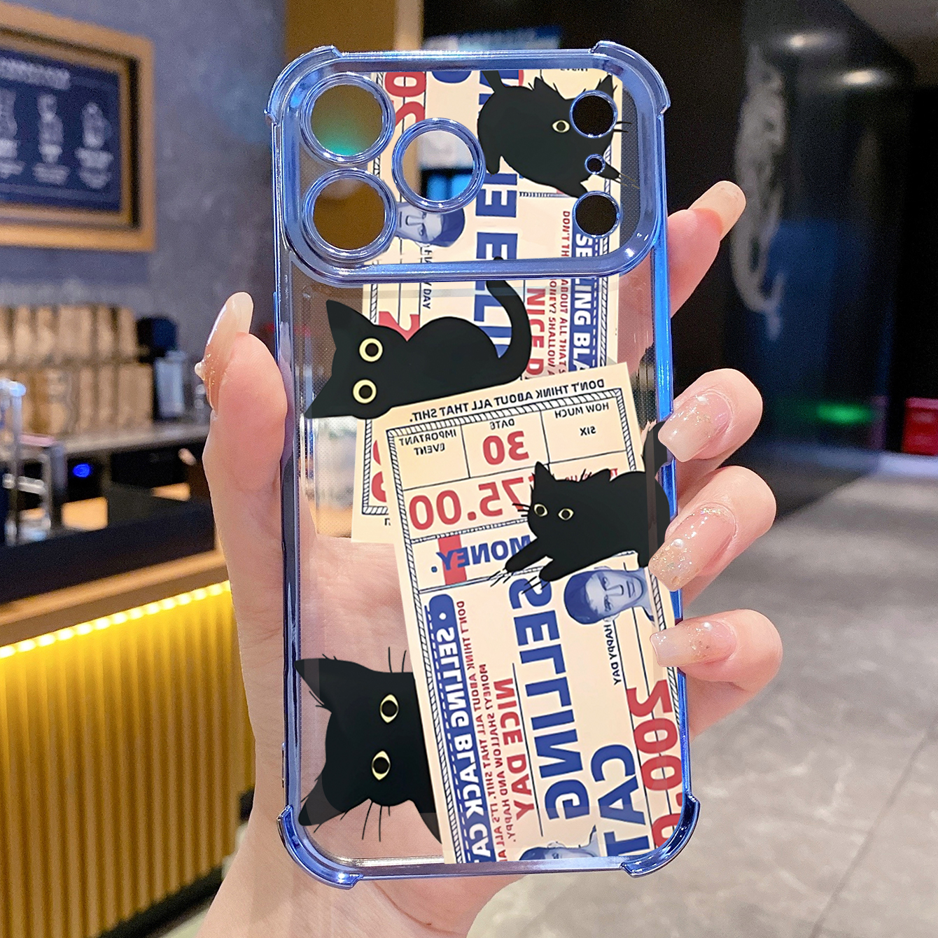for iPhone 17 Pro Max 16 15 14 Plus Plating Phone Case Shockproof Cover Ink Cats