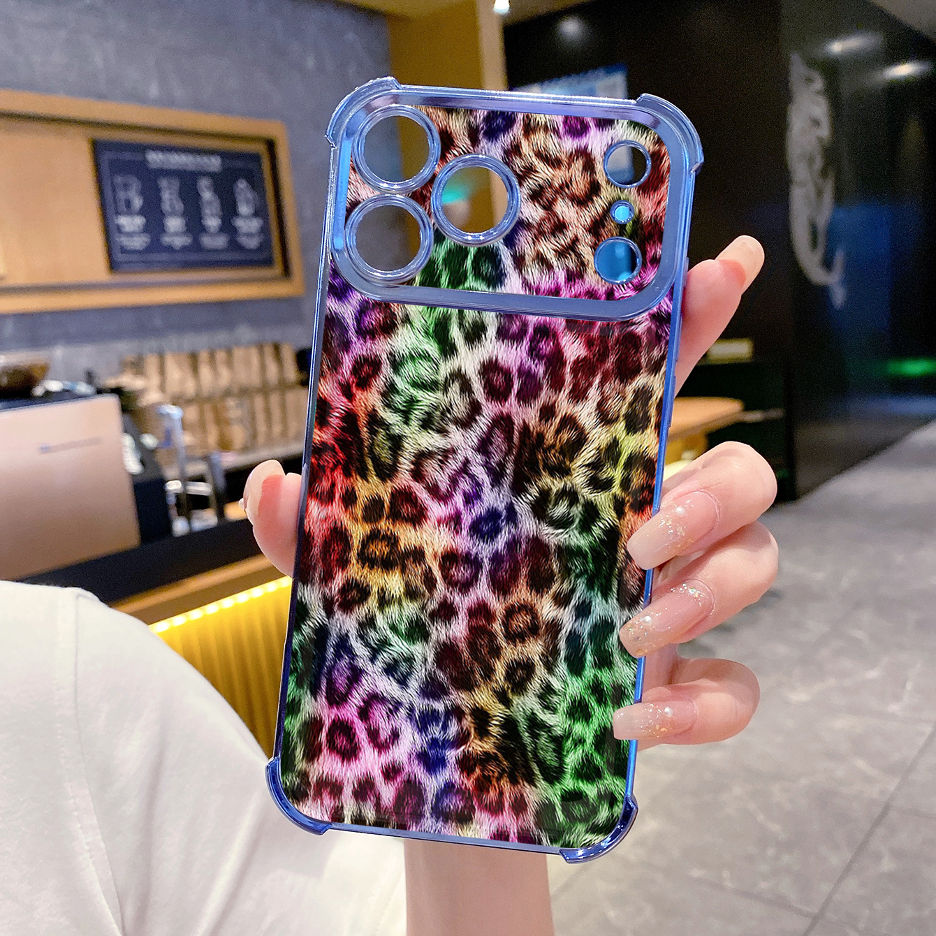 for iPhone 17 Pro Max 16 15 14 Plus Plating Phone Case Shockproof Cover Coloful Leopard