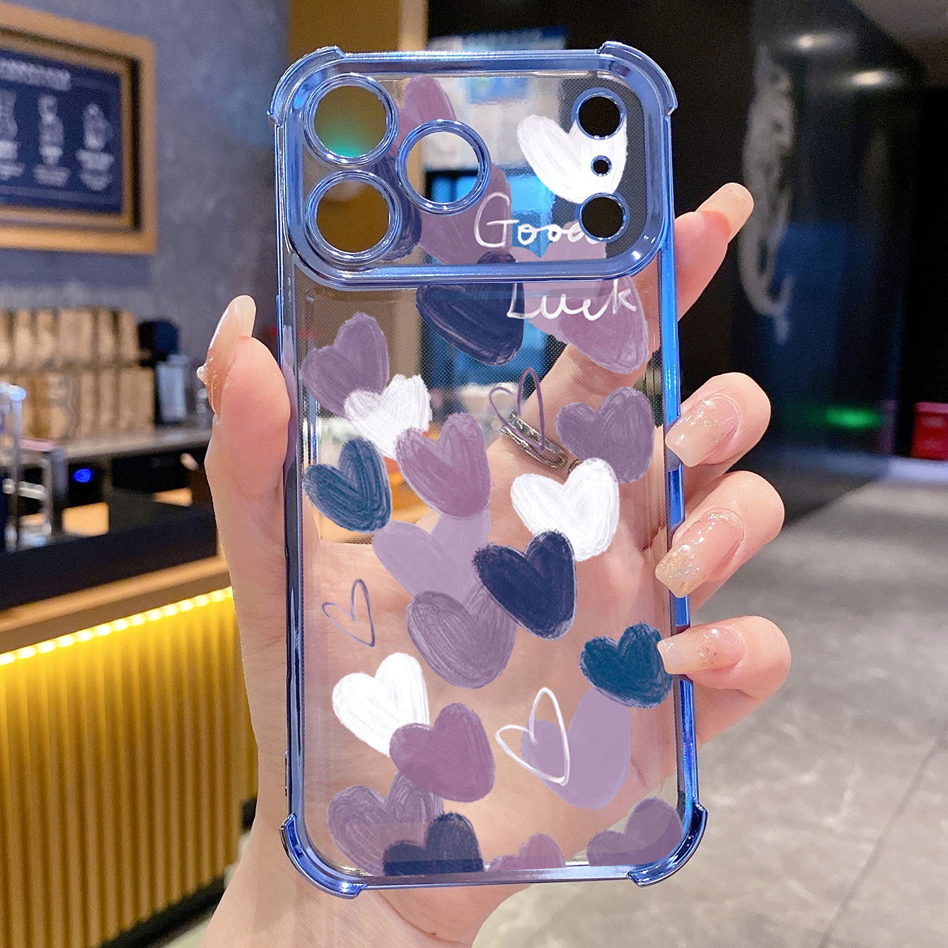 for iPhone 17 Pro Max 16 15 14 Plus Plating Phone Case Shockproof Cover Couple Heart