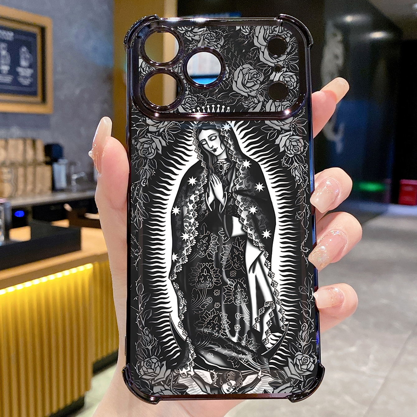 for iPhone 17 Pro Max 16 15 14 Plus Plating Phone Case Shockproof Cover Pray Girl