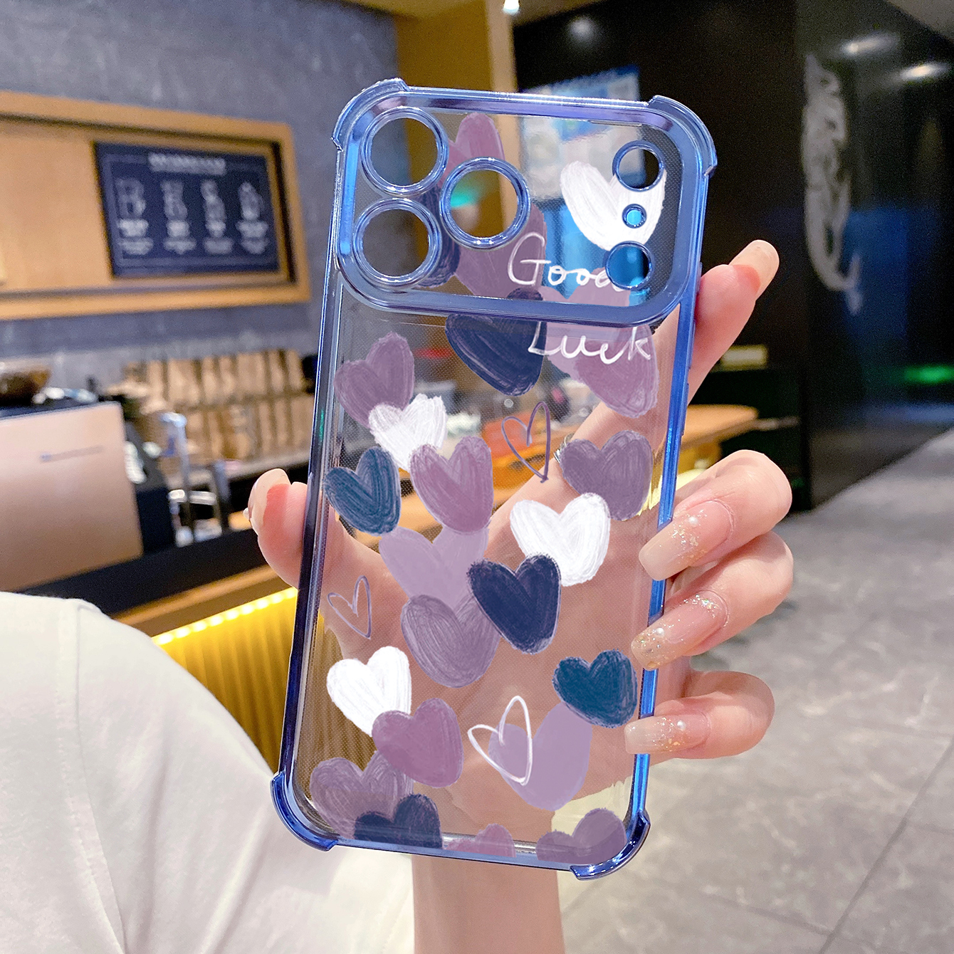 for iPhone 17 Pro Max 16 15 14 Plus Plating Phone Case Shockproof Cover Couple Heart