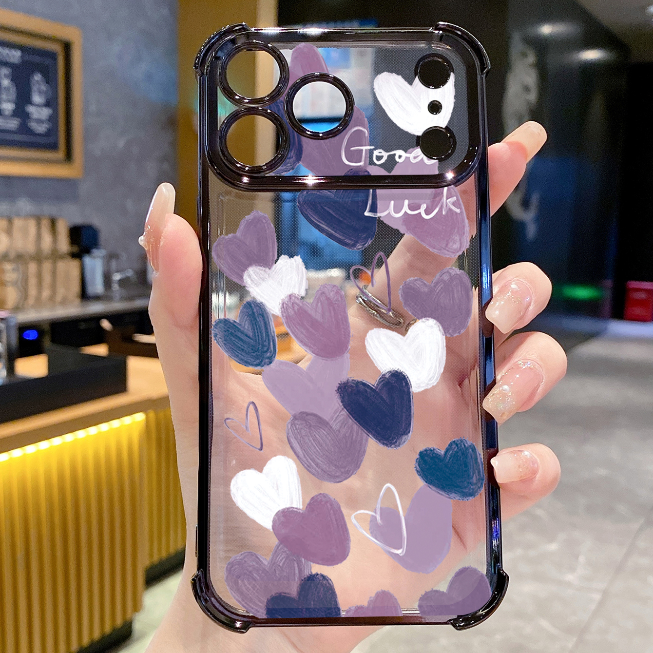 for iPhone 17 Pro Max 16 15 14 Plus Plating Phone Case Shockproof Cover Couple Heart