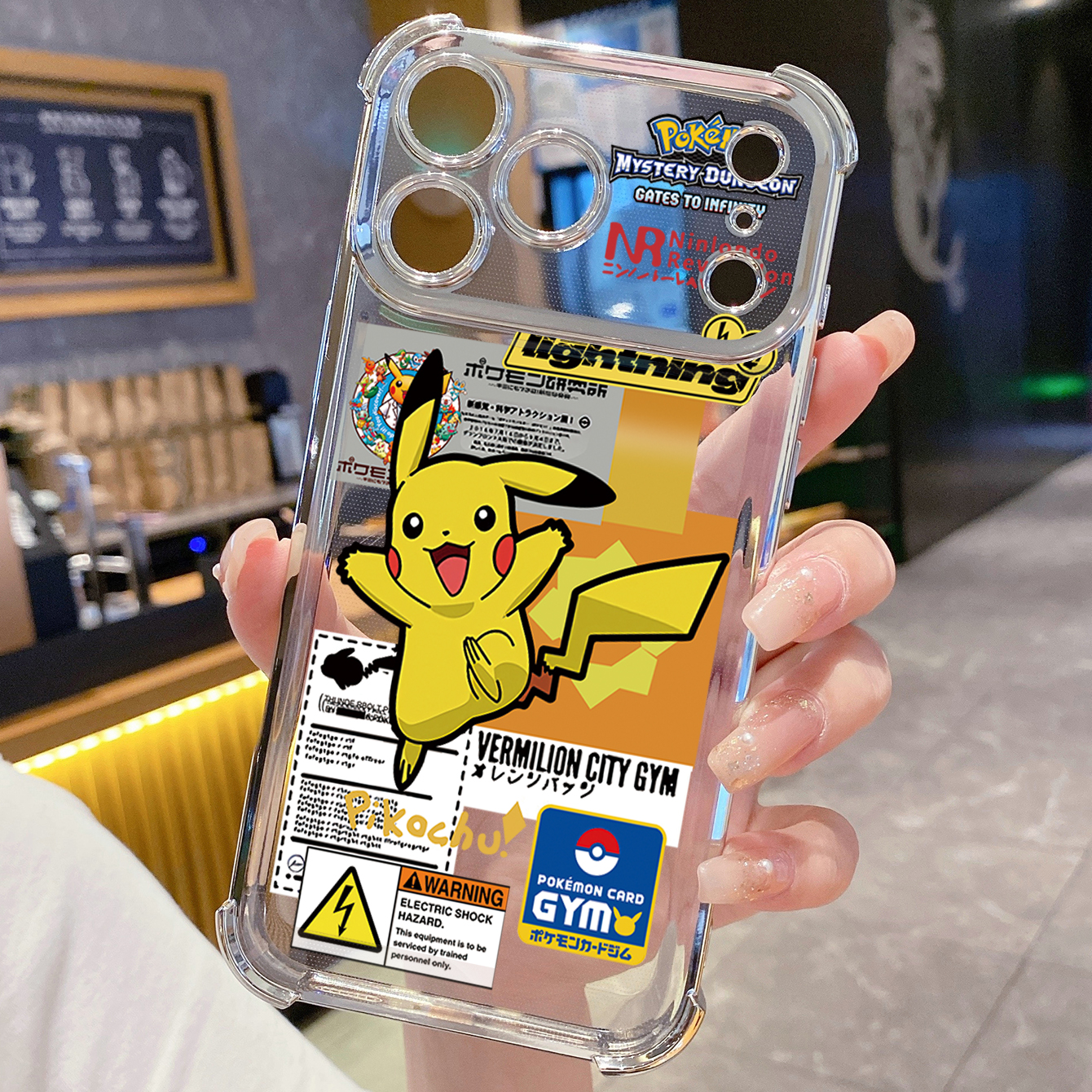 for iPhone 17 Pro Max 16 15 14 Plus Plating Phone Case Shockproof Cover Pokemon Pikachu