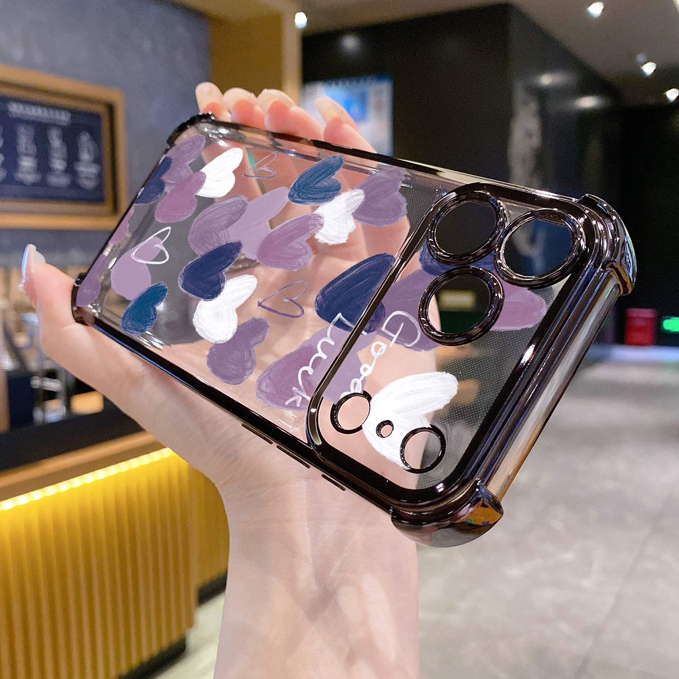 for iPhone 17 Pro Max 16 15 14 Plus Plating Phone Case Shockproof Cover Couple Heart