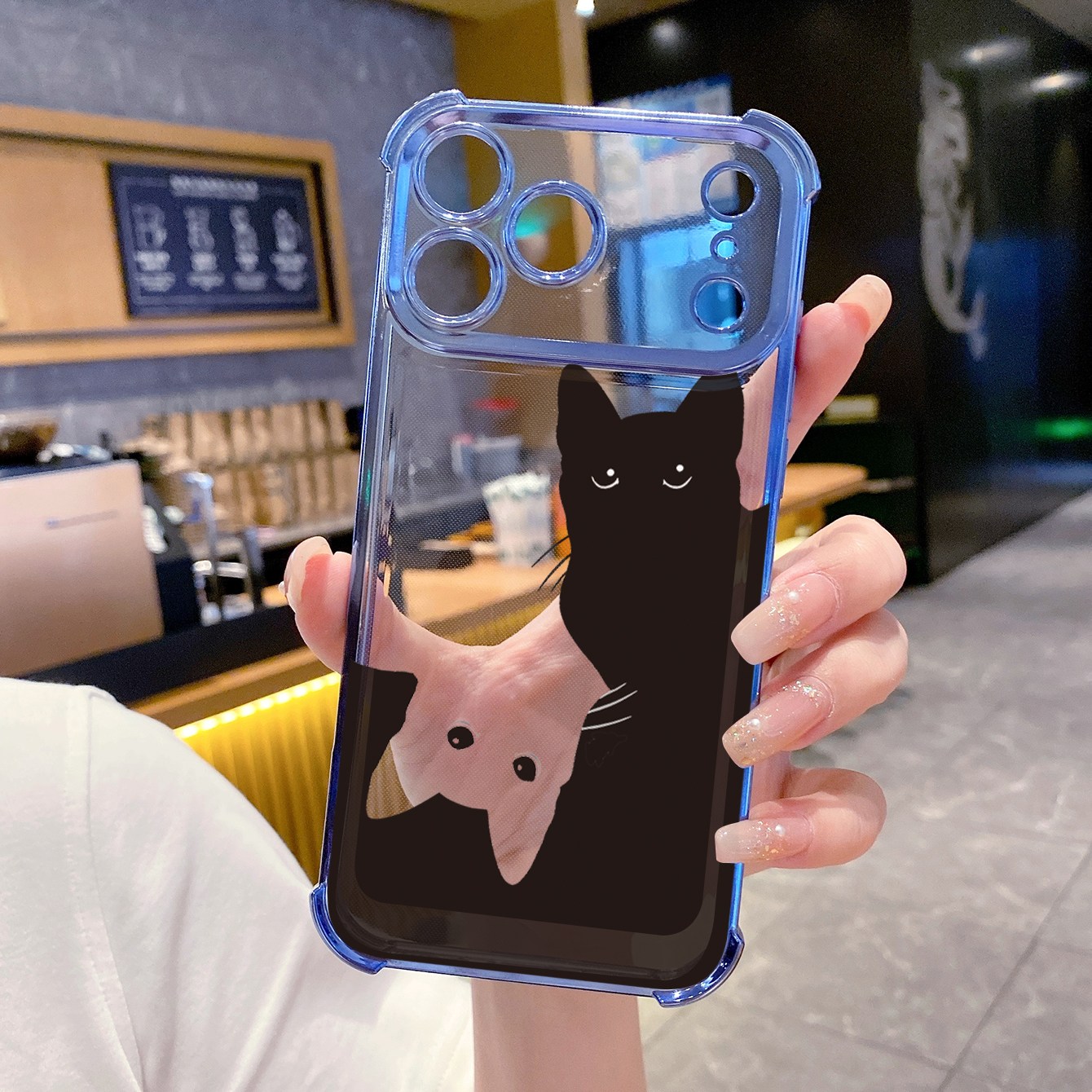 for iPhone 17 Pro Max 16 15 14 Plus Plating Phone Case Shockproof Cover Cats