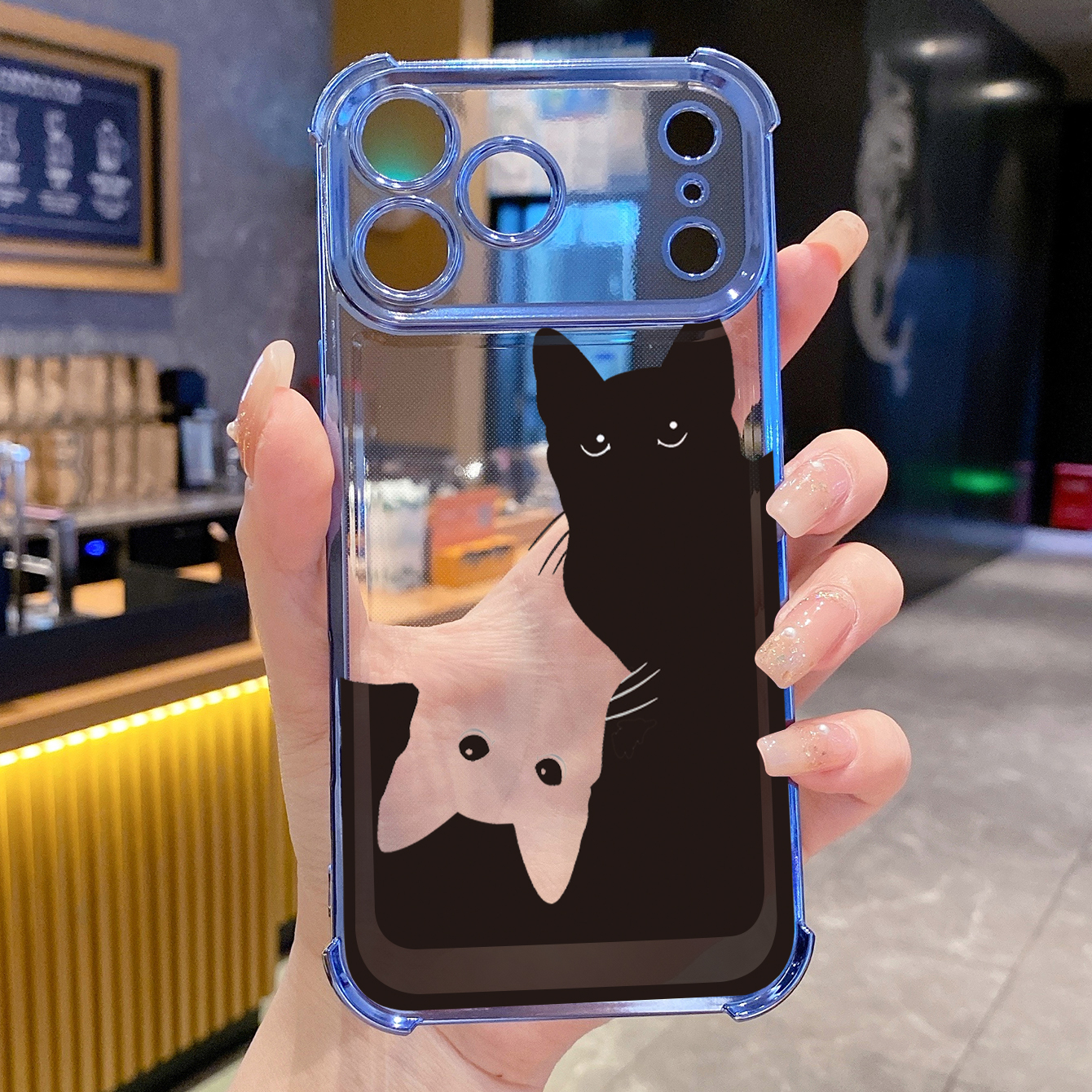 for iPhone 17 Pro Max 16 15 14 Plus Plating Phone Case Shockproof Cover Cats