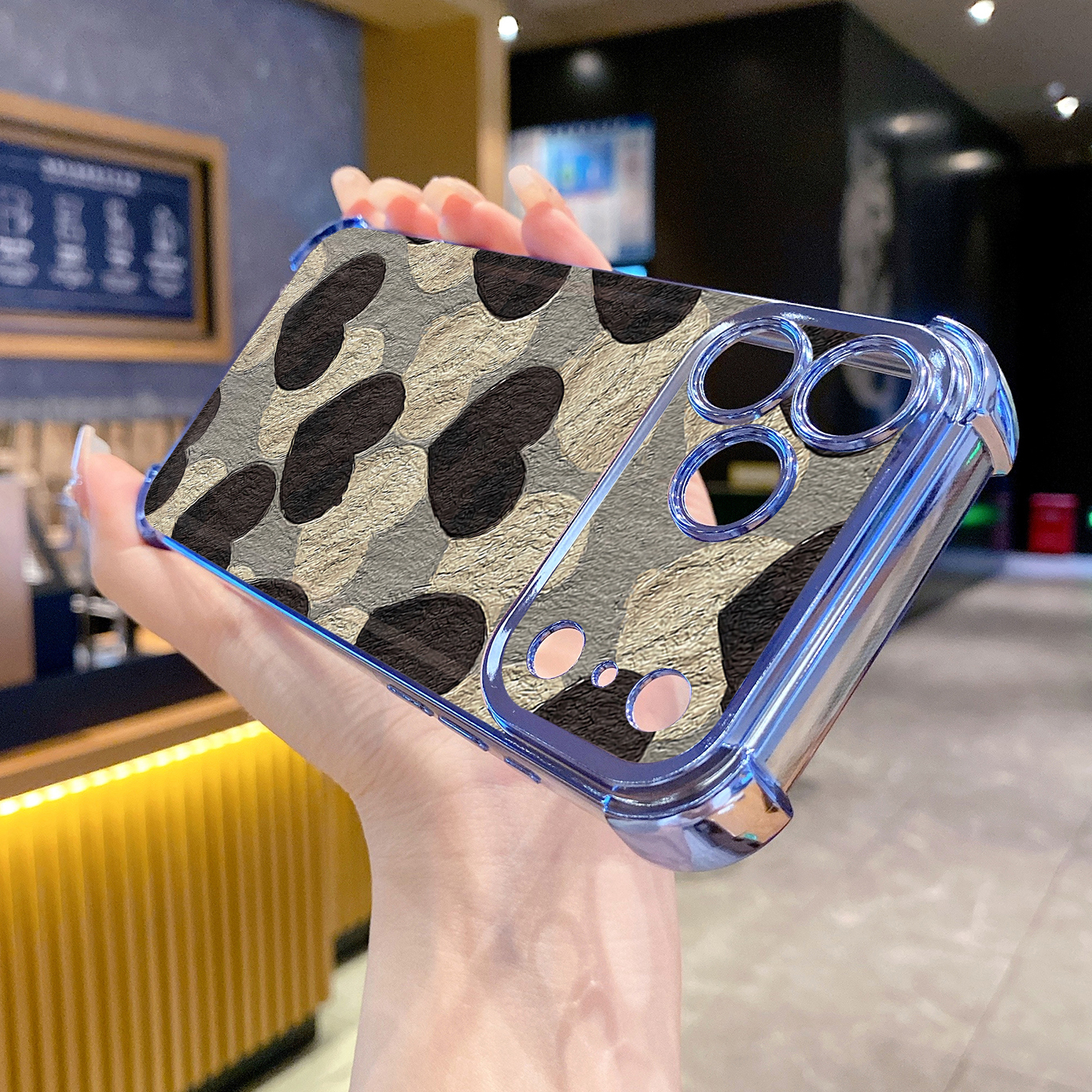 for iPhone 17 Pro Max 16 15 14 Plus Plating Phone Case Shockproof Cover Heart Flowers