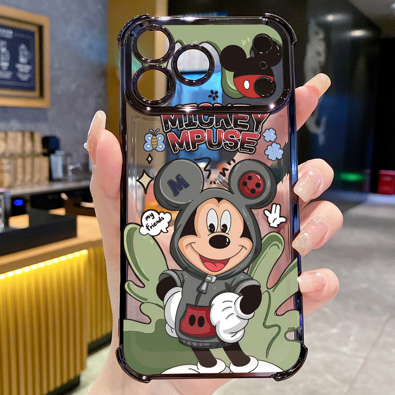 for iPhone 17 Pro Max 16 15 14 Plus Plating Phone Case Shockproof Cover Lovely Mickey Minnie