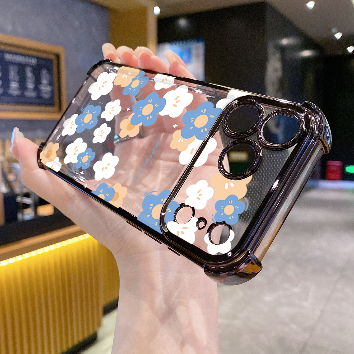 for iPhone 17 Pro Max 16 15 14 Plus Plating Phone Case Shockproof Cover Women Flower