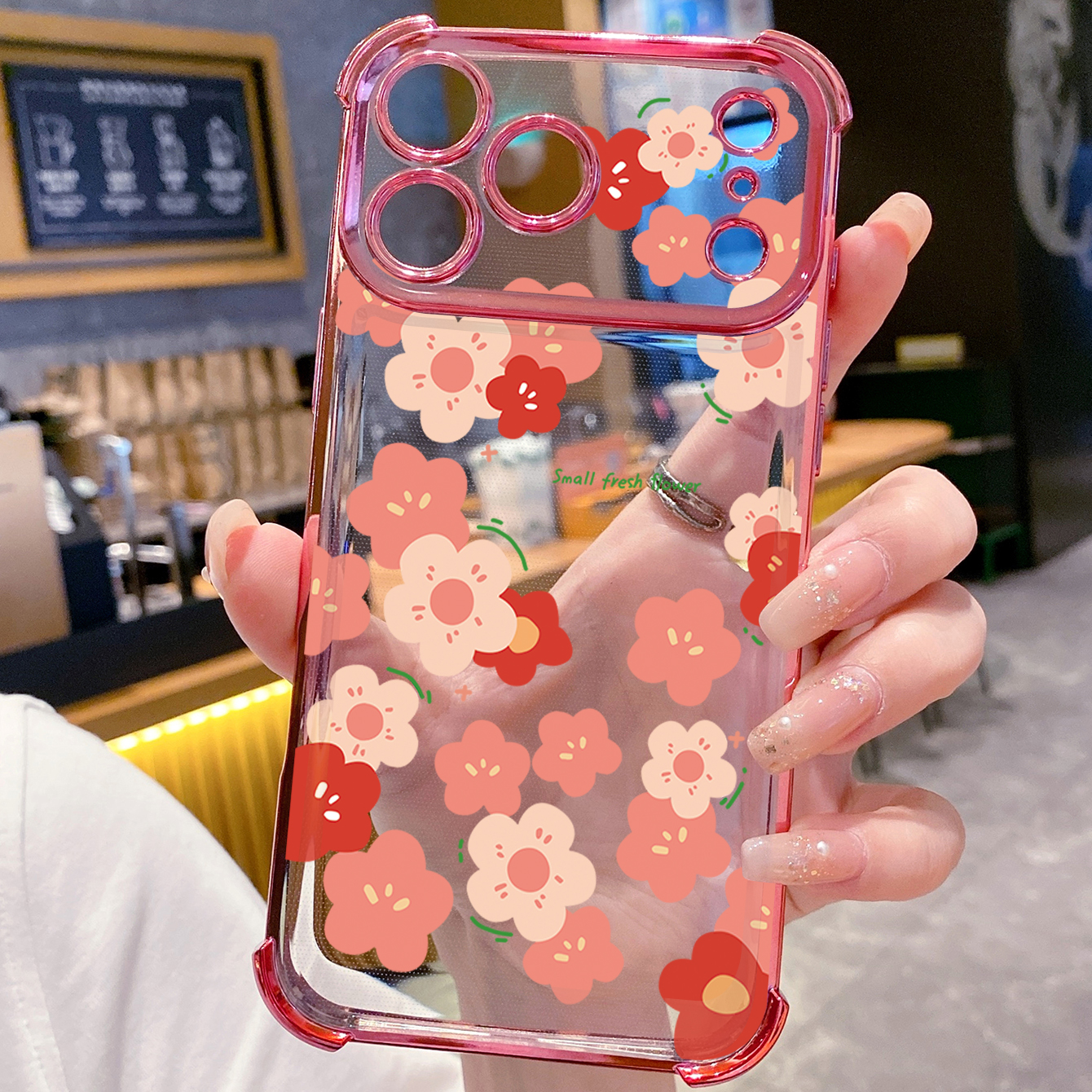 for iPhone 17 Pro Max 16 15 14 Plus Plating Phone Case Shockproof Cover Women Flower