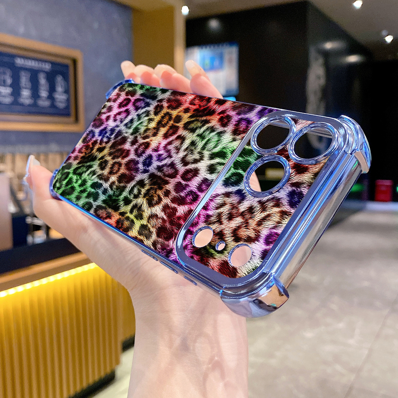 for iPhone 17 Pro Max 16 15 14 Plus Plating Phone Case Shockproof Cover Coloful Leopard