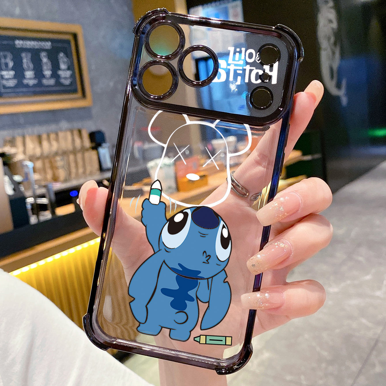 for iPhone 17 Pro Max 16 15 14 Plus Plating Phone Case Shockproof Cover Stitch Drawing Bear