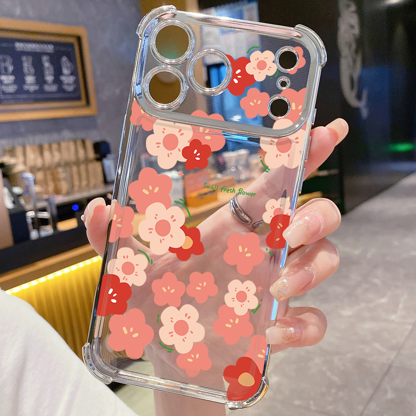 for iPhone 17 Pro Max 16 15 14 Plus Plating Phone Case Shockproof Cover Women Flower