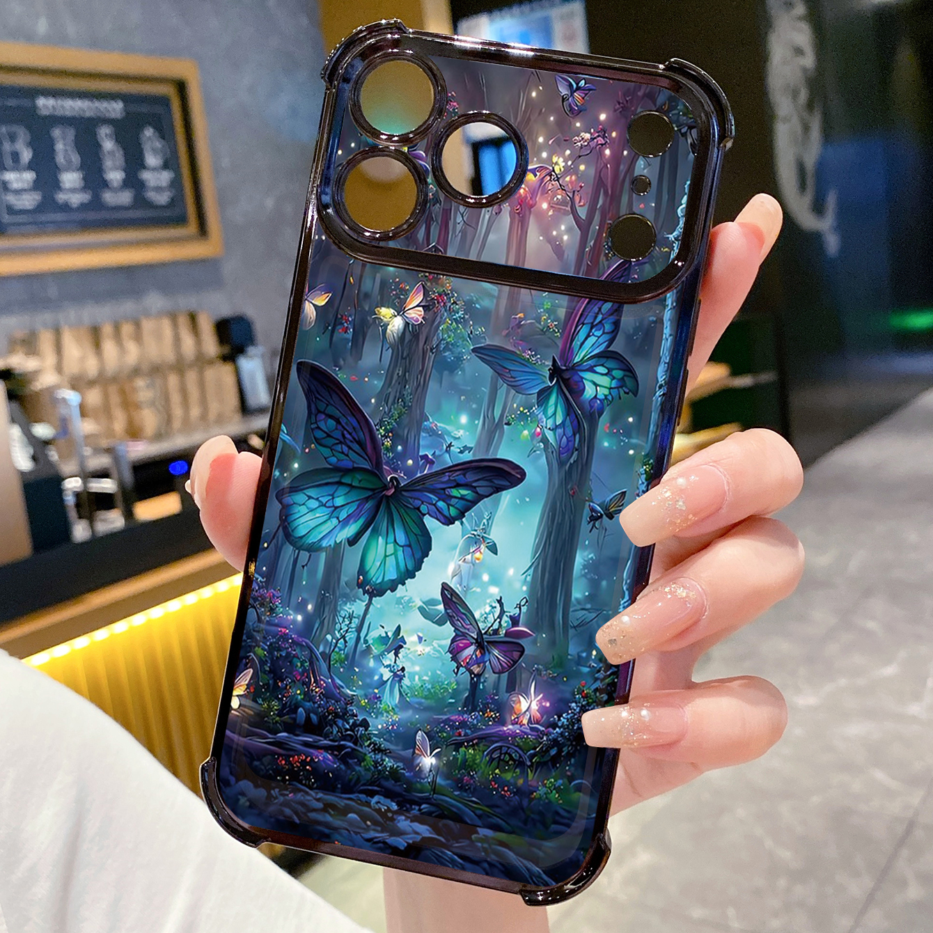 for iPhone 17 Pro Max 16 15 14 Plus Plating Phone Case Shockproof Cover Butterfly Flower